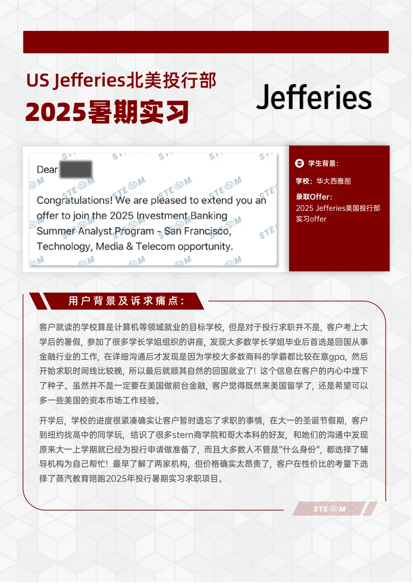 Jefferies北美 投行部 暑期实习 案例展示页