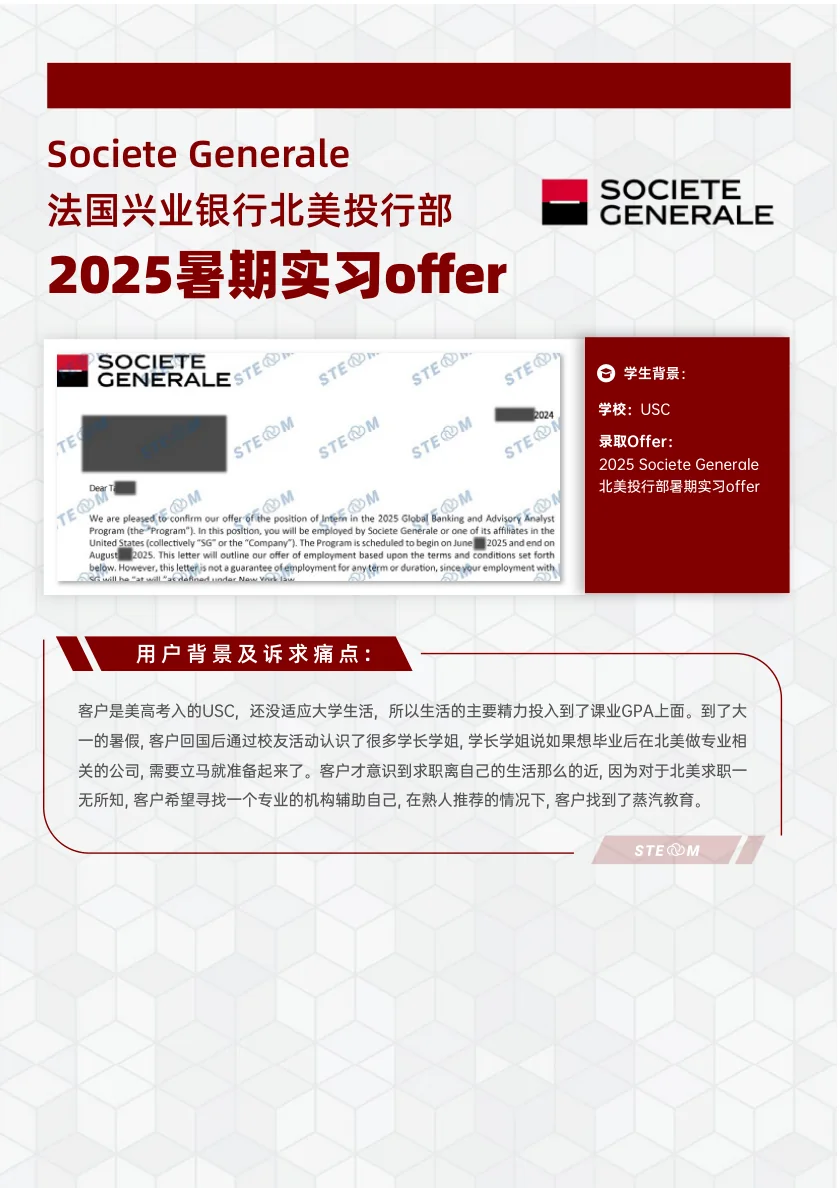 Societe Generale 法国兴业银行北美 投行部 暑期实习 案例展示页