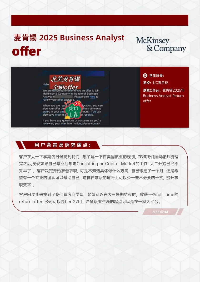 STEM 案例 麦肯锡 Business Analyst 案例展示页