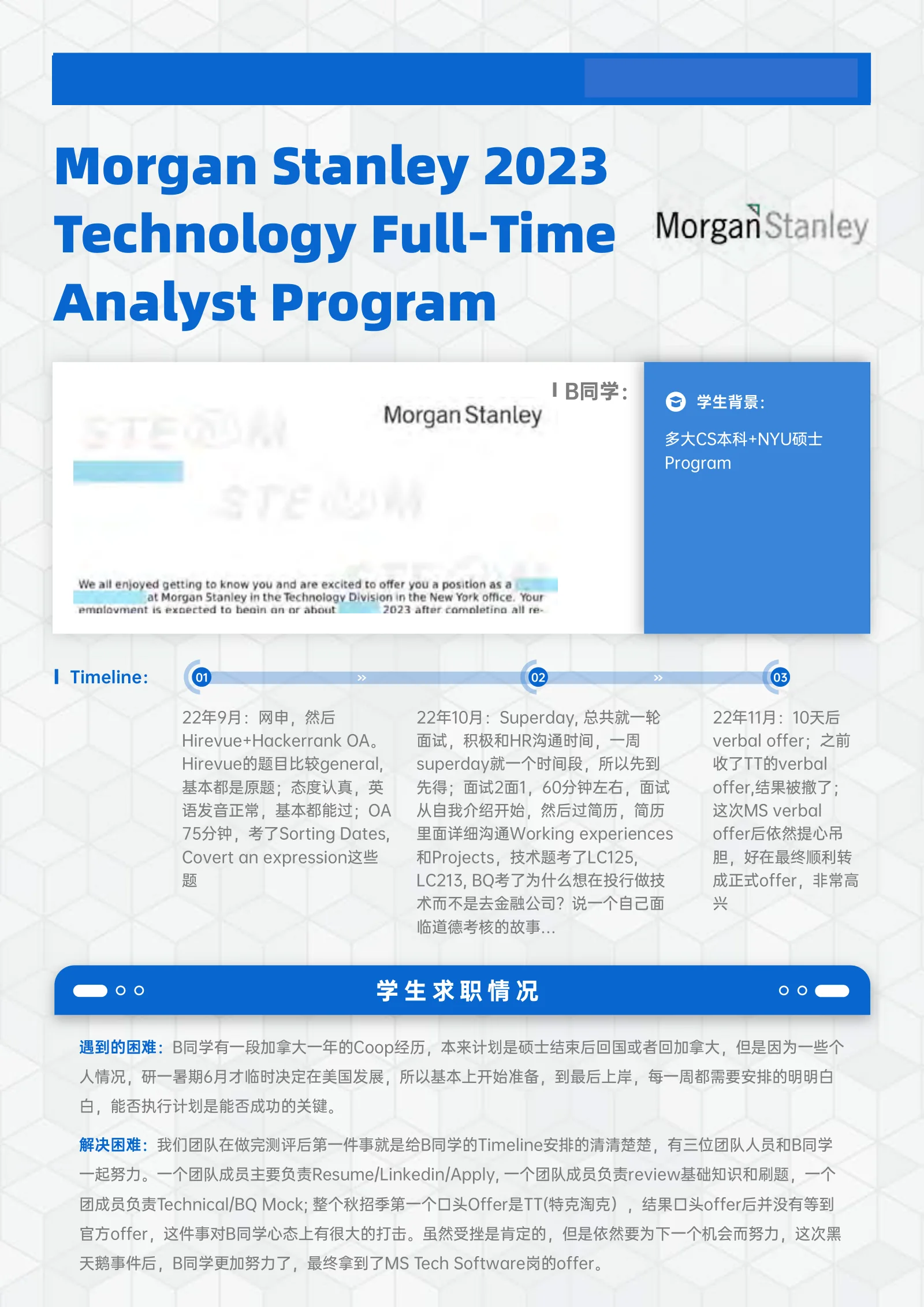 Morgan Stanley Technology Full-Time Analyst Program 案例展示页