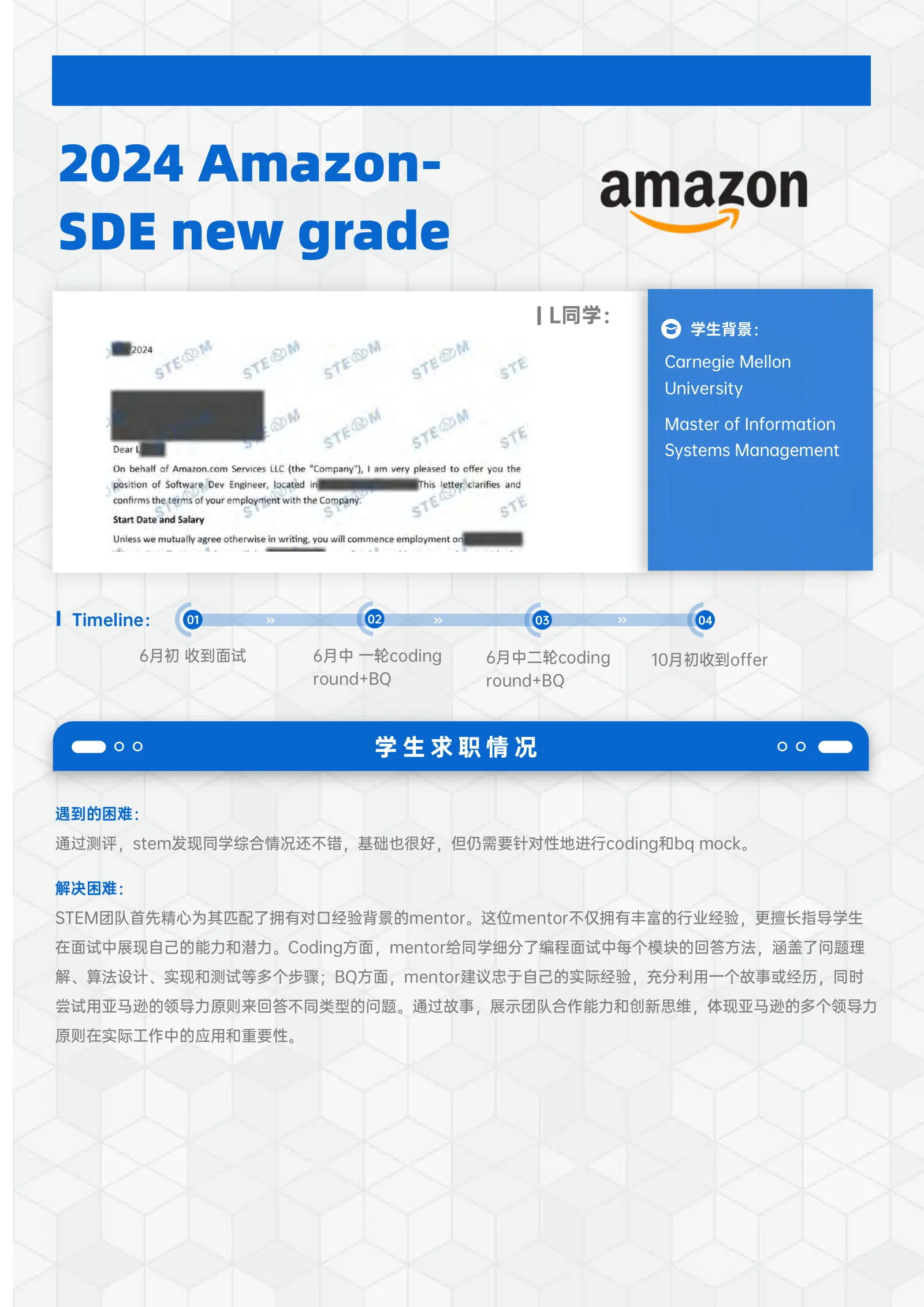 Amazon SDE New Grad 案例展示页