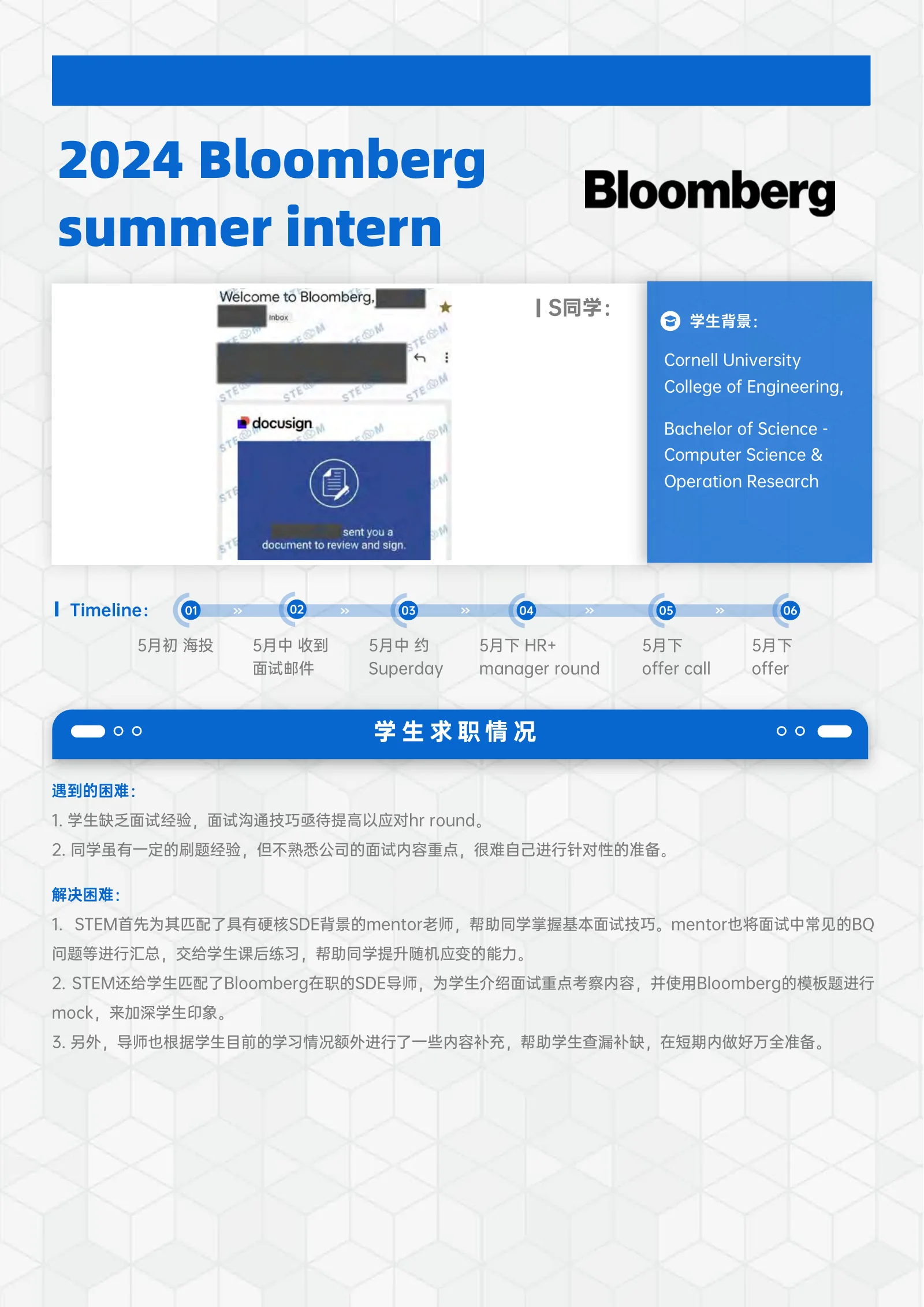 Bloomberg summer intern 案例展示页