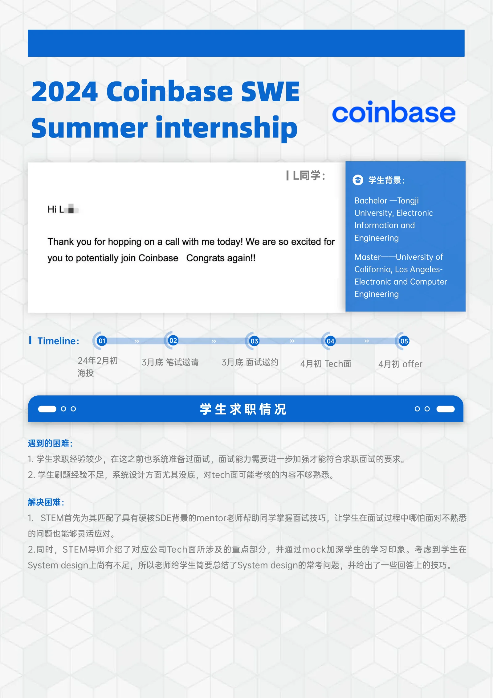 Coinbase SWE Summer internship 案例展示页
