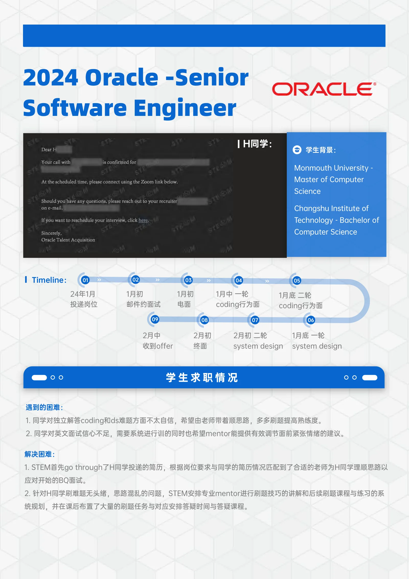 Oracle Senior Software Engineer 案例展示页
