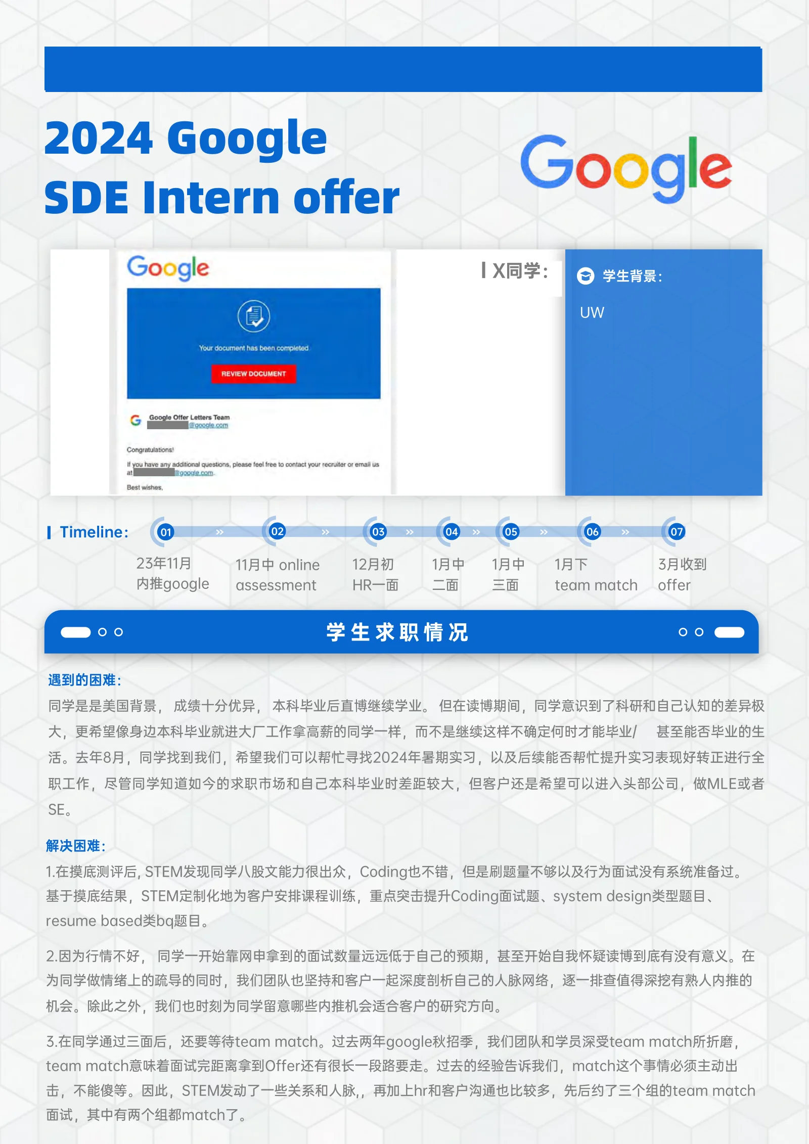 Google SDE Intern 案例展示页