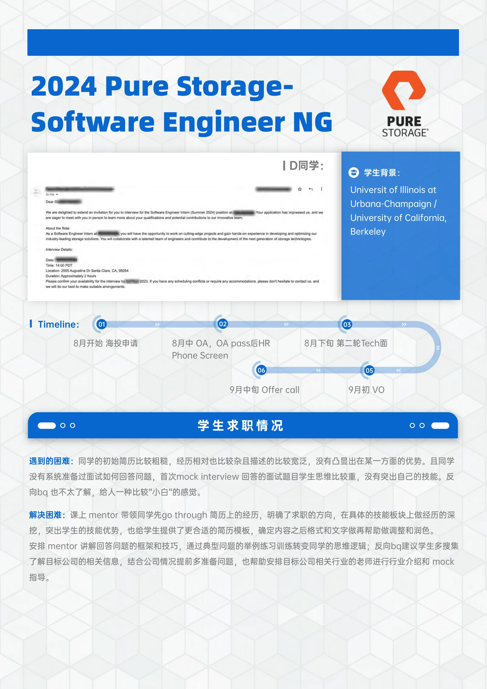 Pure Storage Software Engineer NG 案例展示页
