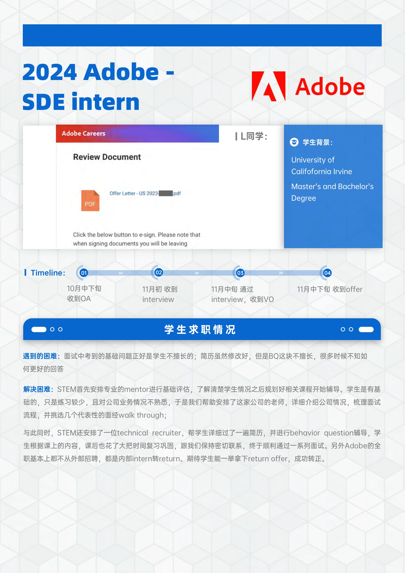 Adobe SDE intern 案例展示页