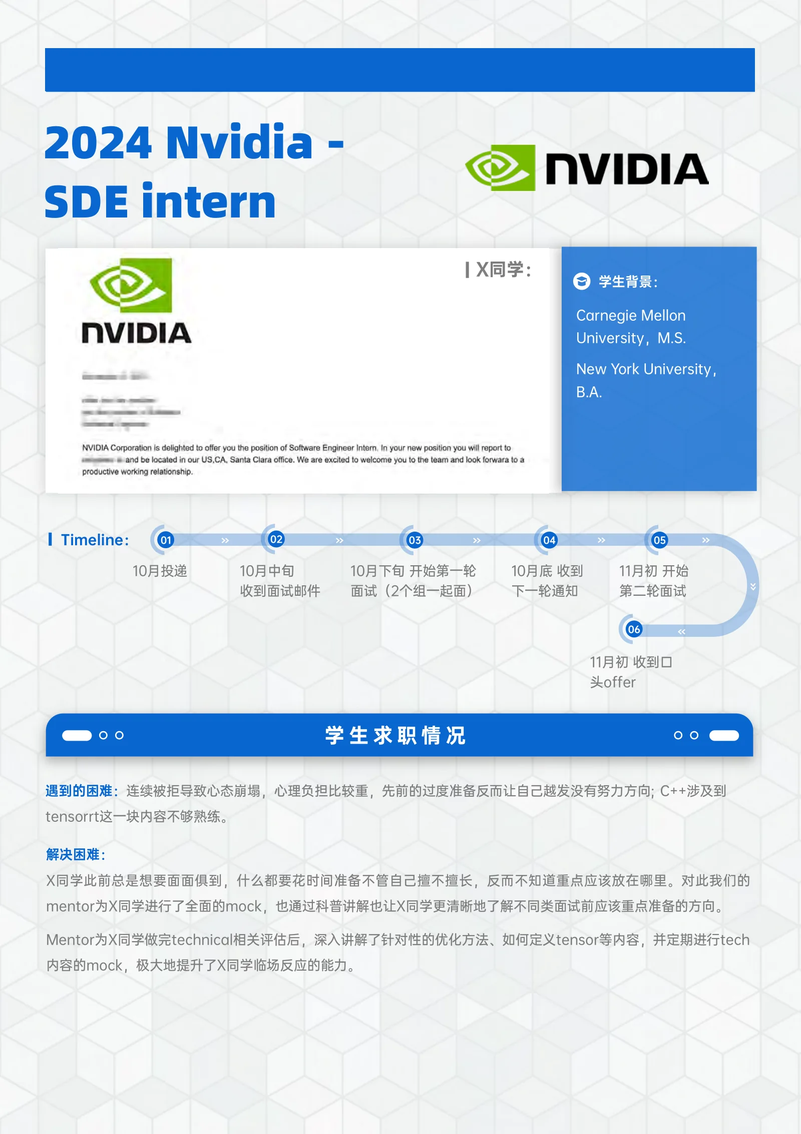 NVIDIA SDE intern X同学: 案例展示页