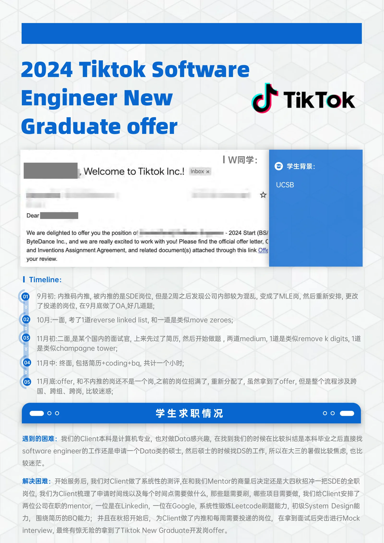 Google Tiktok Software Engineer New Graduate 案例展示页