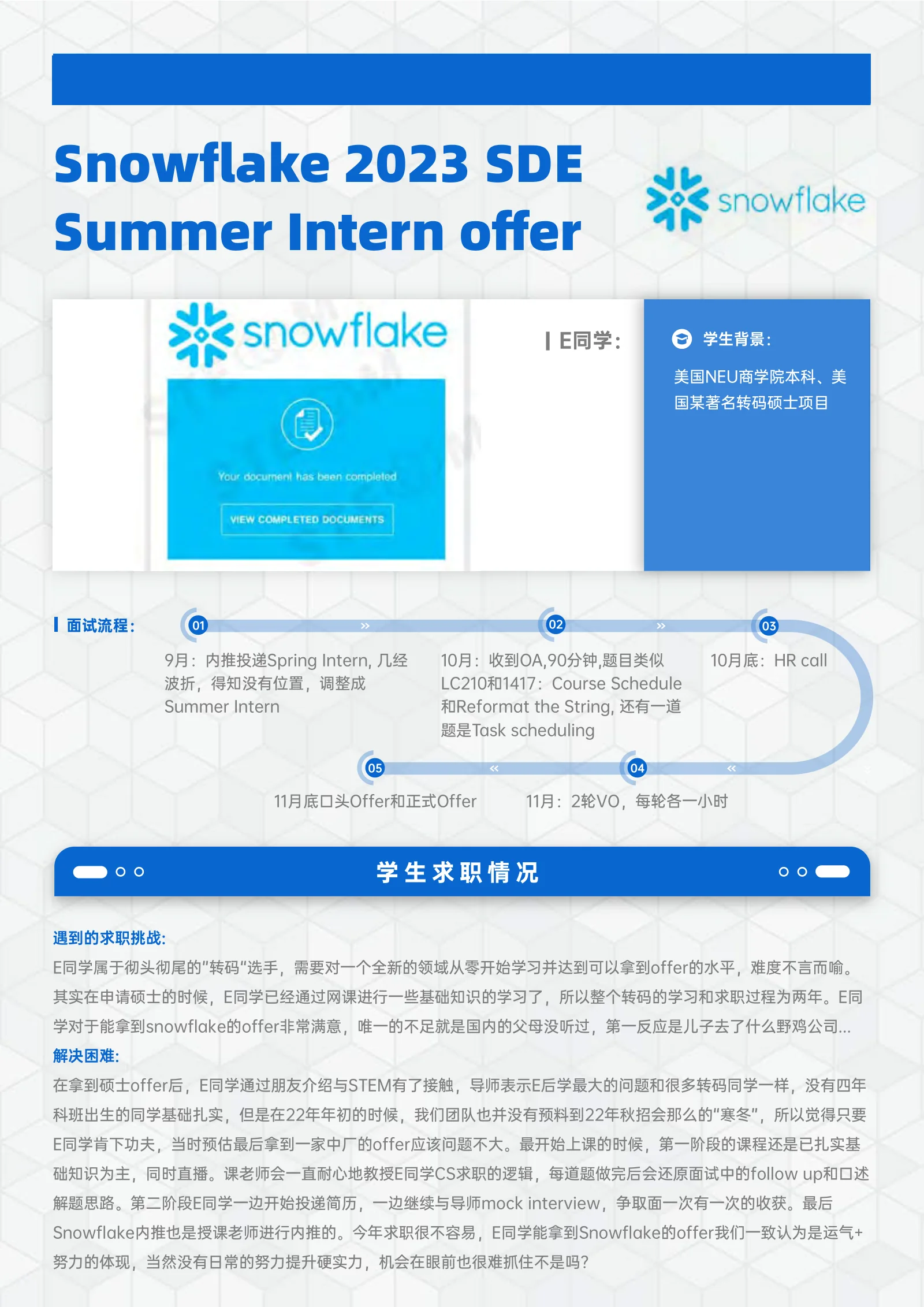 Snowflake SDE Summer Intern 案例展示页