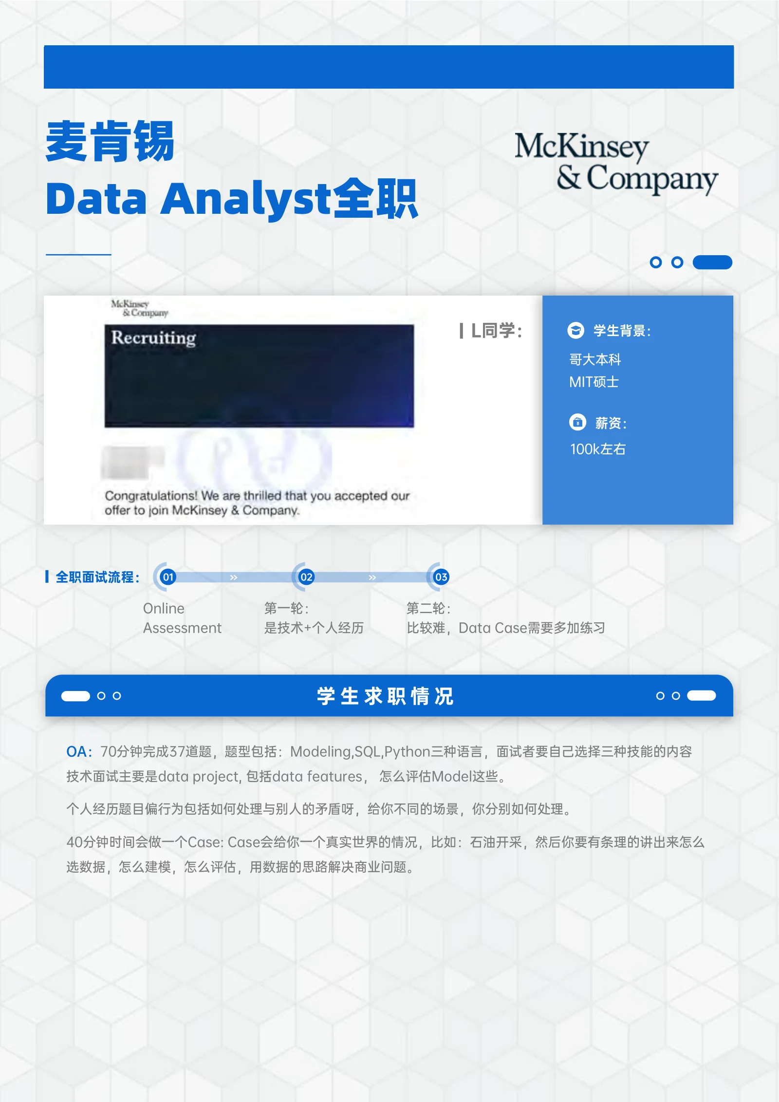 麦肯锡 Data Analyst全职 案例展示页