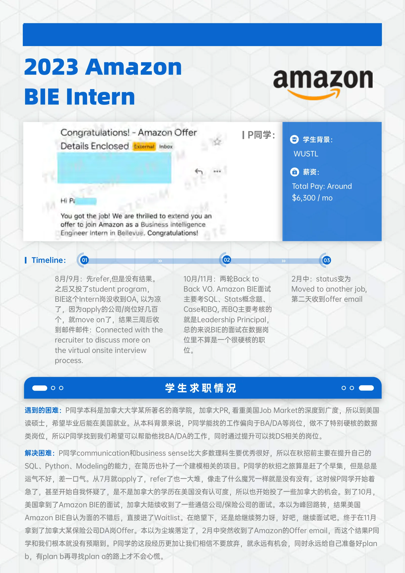 Amazon BIE Intern P同学: 案例展示页