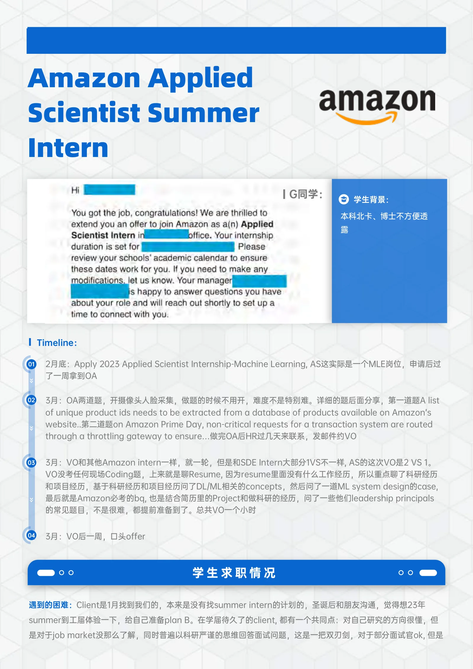 Amazon Applied Scientist Summer Intern 案例展示页