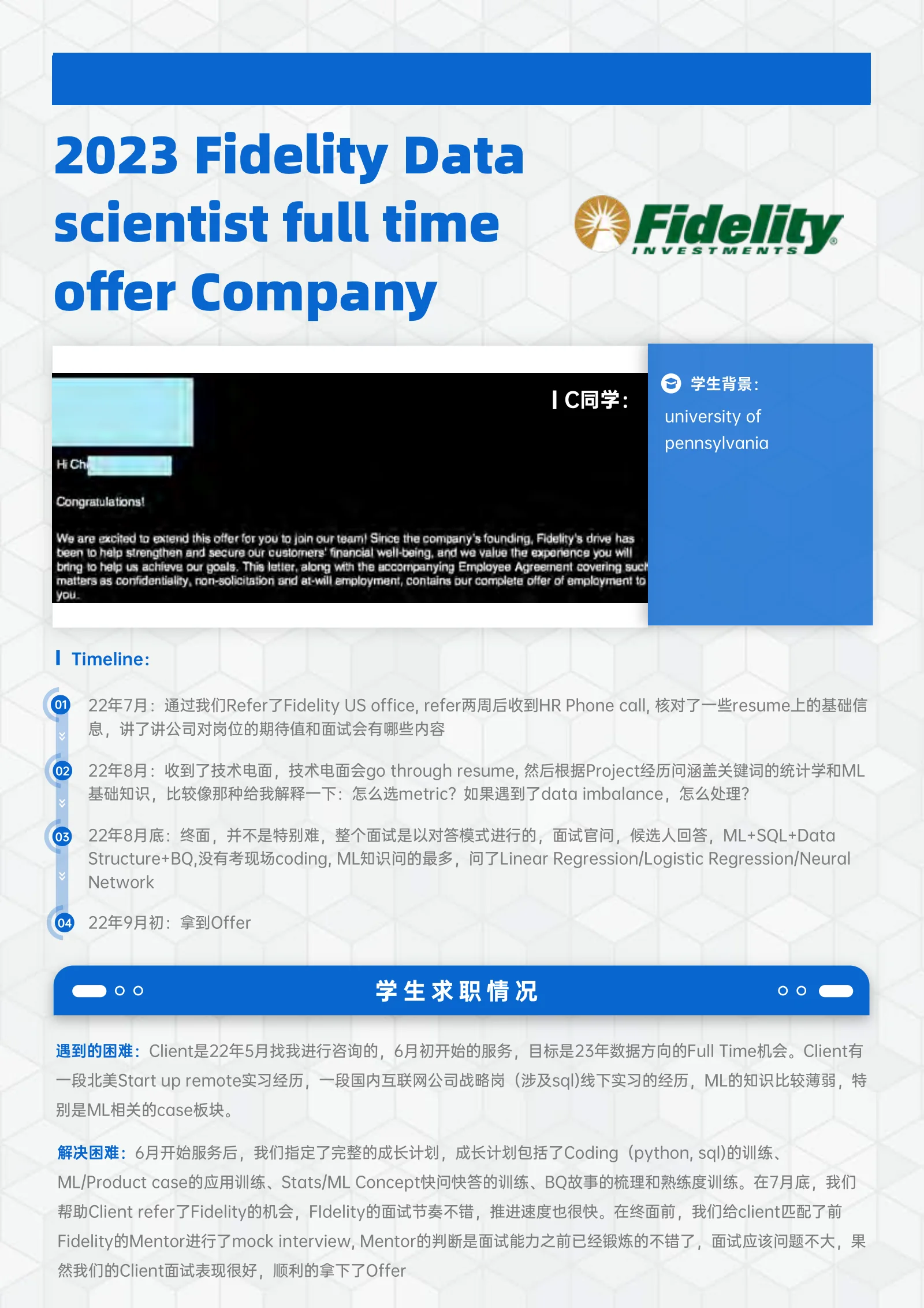 Fidelity Data scientist full time Company 案例展示页