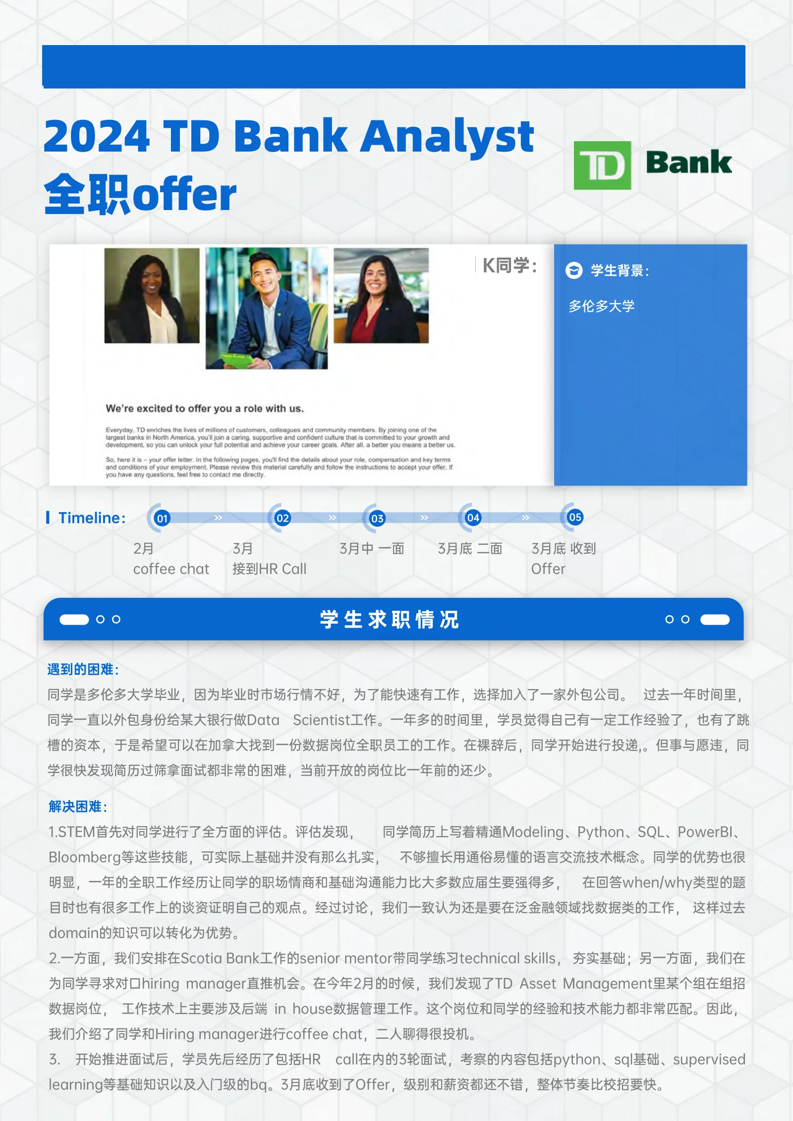 Bloomberg TD Bank Analyst 全职 案例展示页