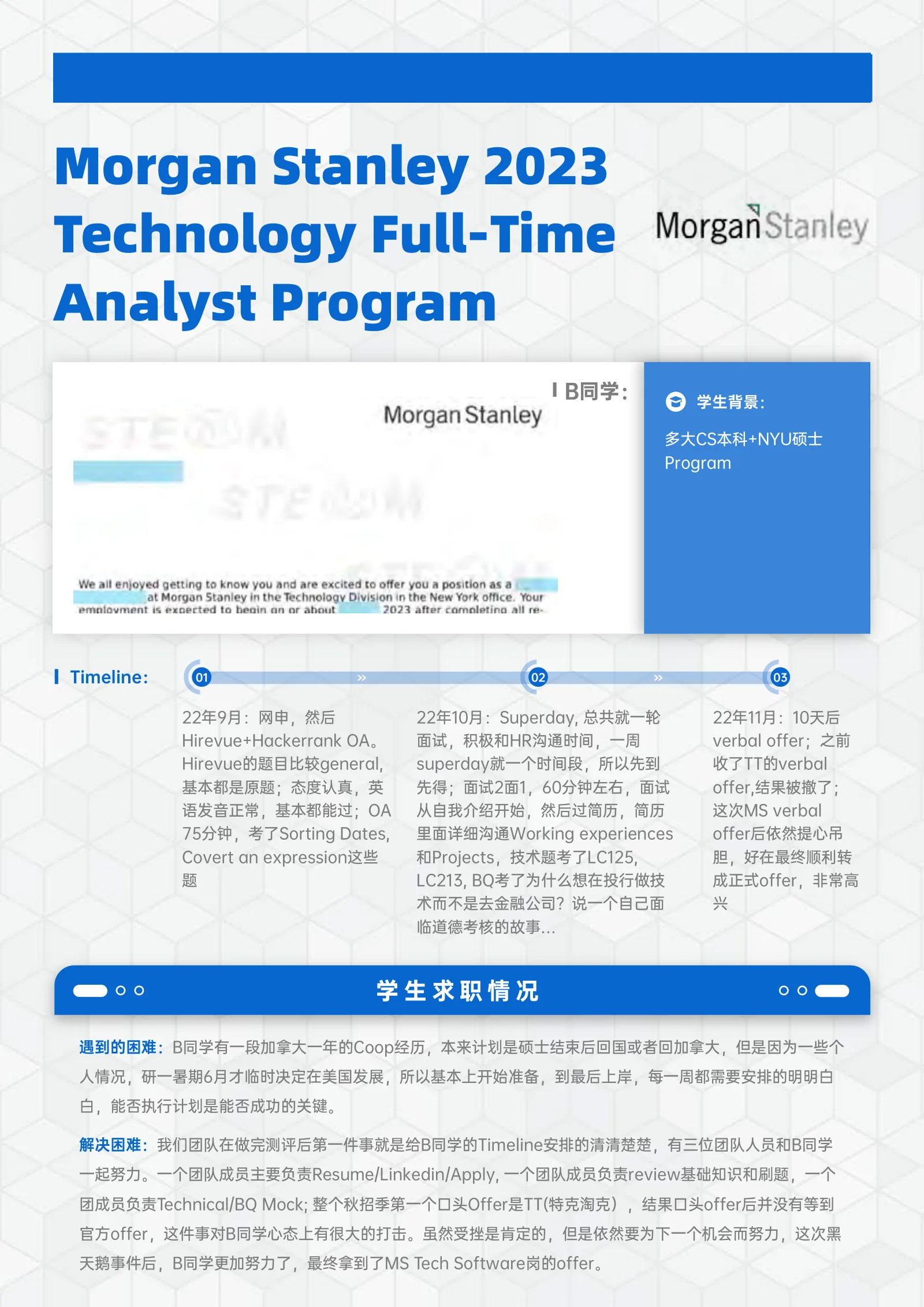 Morgan Stanley Technology Full-Time Analyst Program 案例展示页