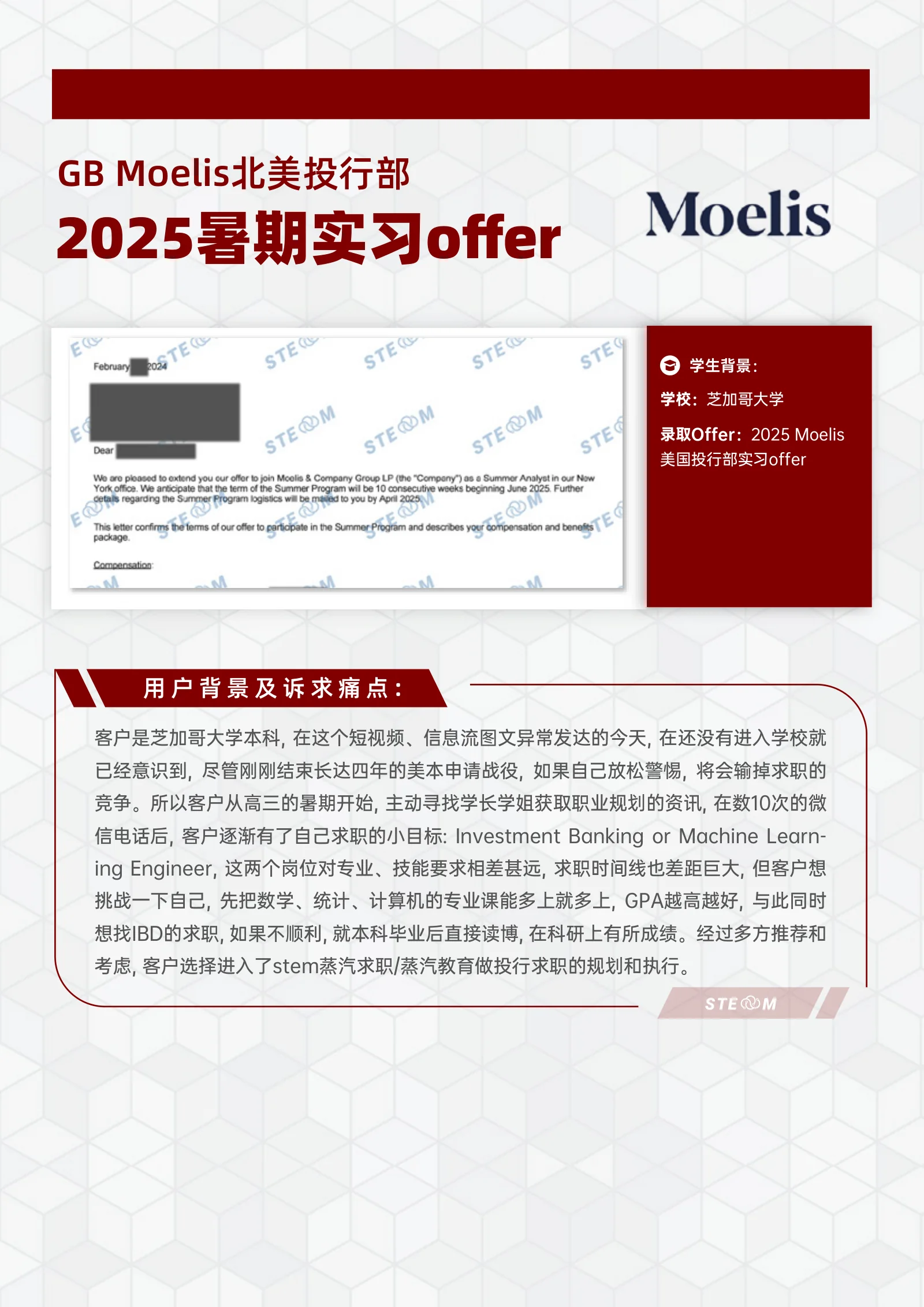 Moelis 北美投行部 暑期实习 案例展示页
