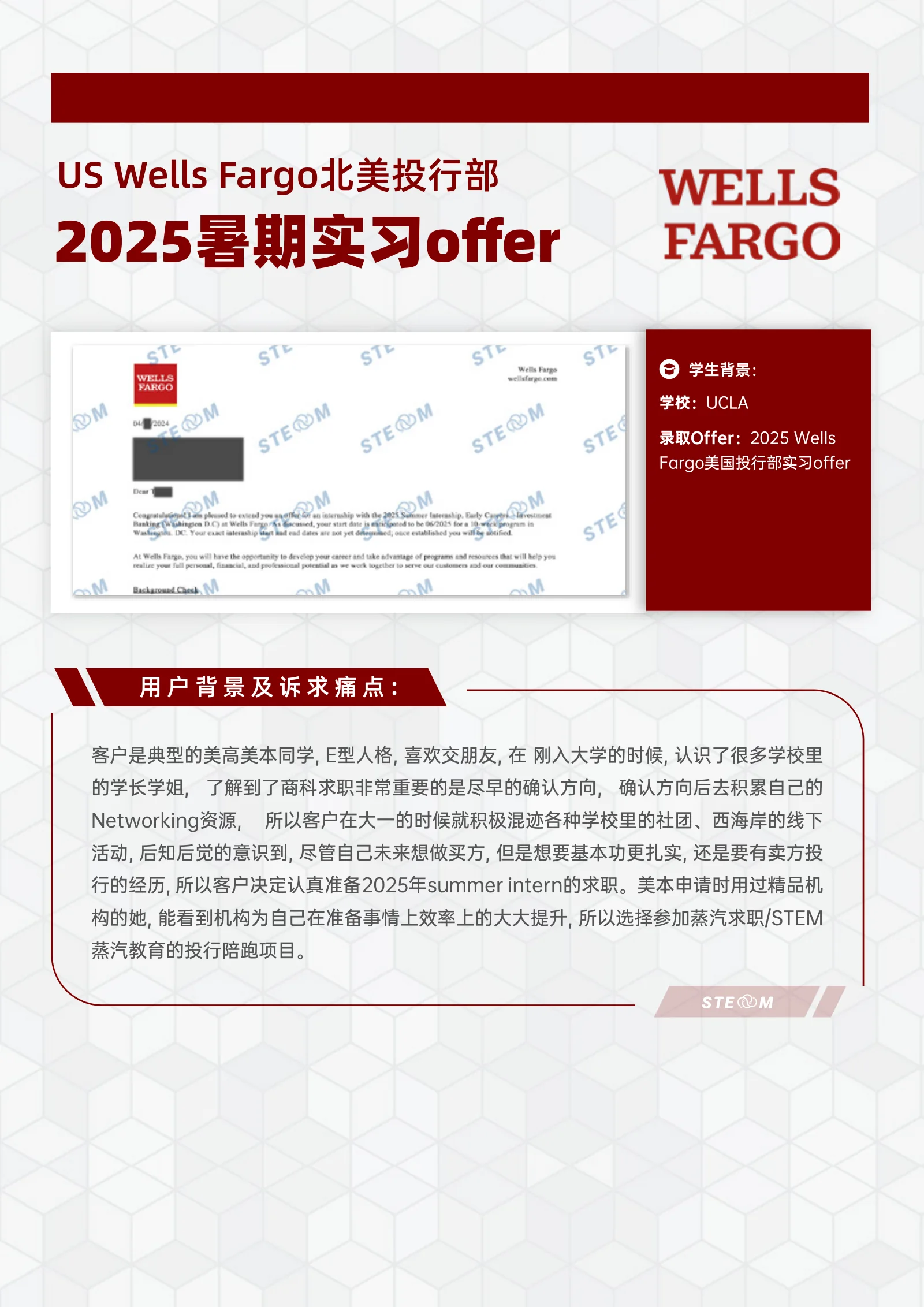 Bank of America 暑期实习 Wells Fargo北美投行部 案例展示页