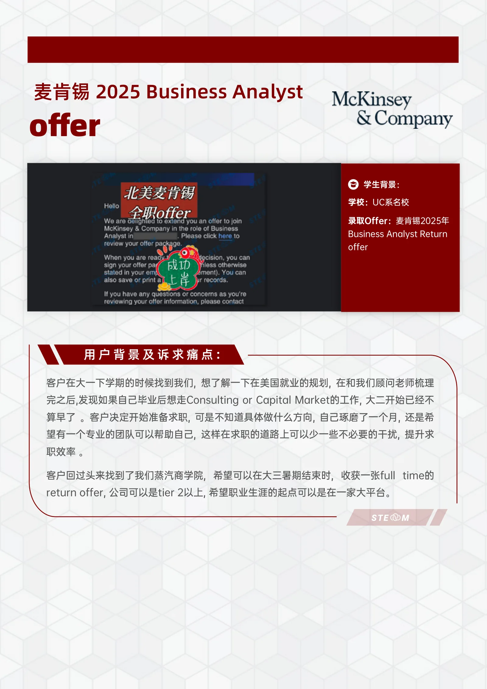STEM 案例 麦肯锡 Business Analyst 案例展示页