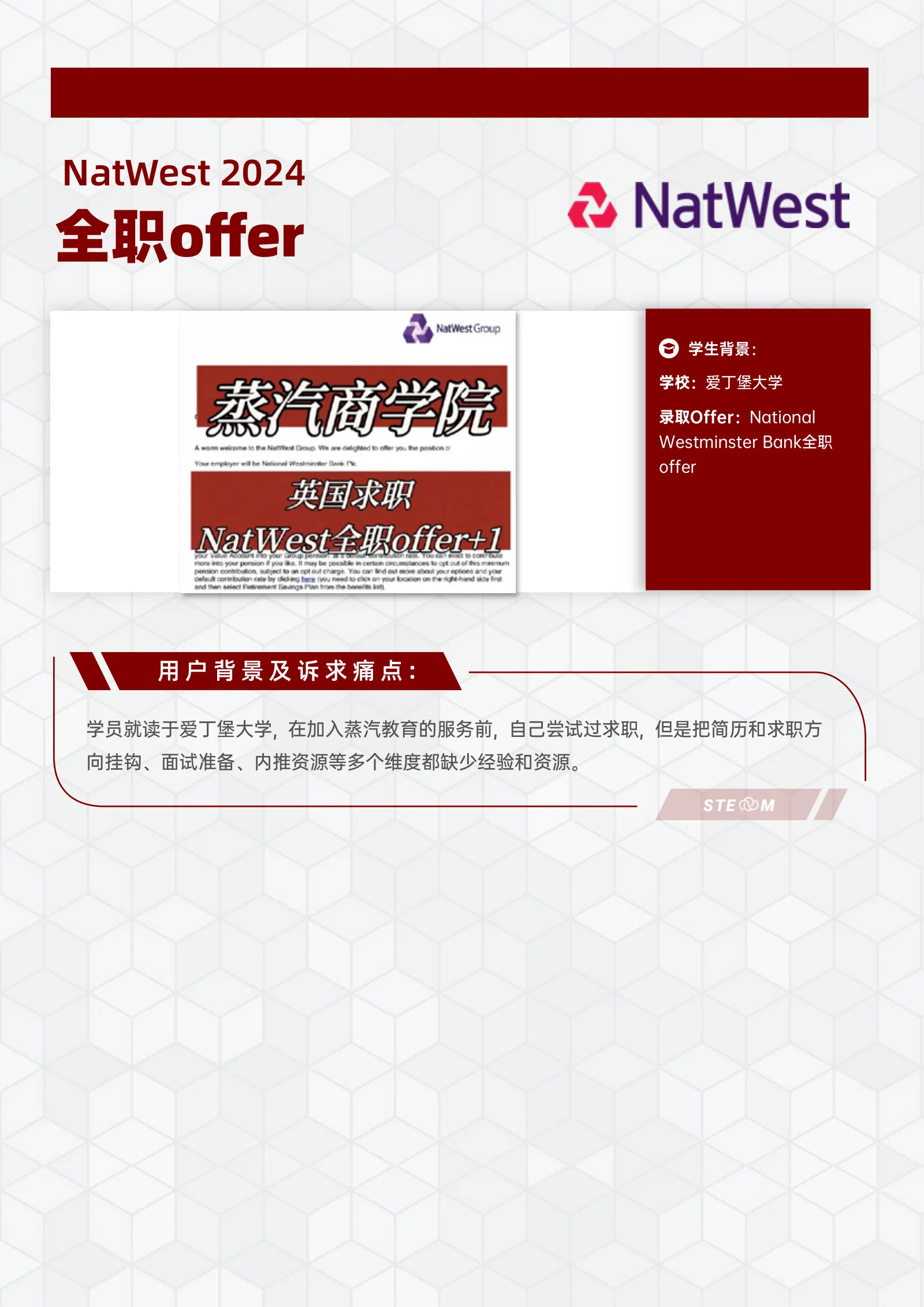 STEM 案例 全职 NatWest 案例展示页