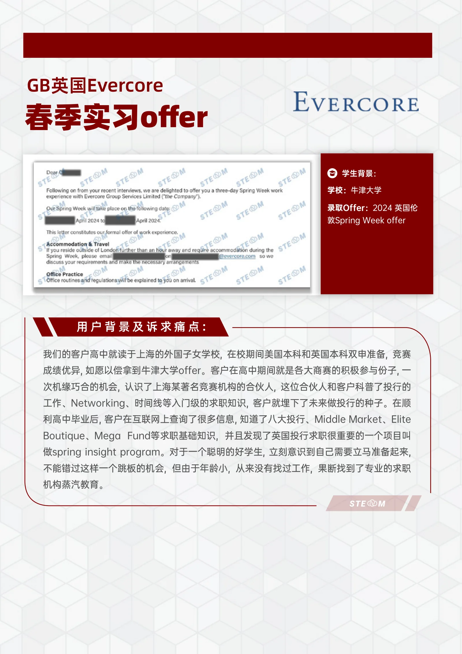 Evercore 春季实习 英国 案例展示页